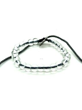 4Ocean Clear Glass Beaded Bracelet with Gray Adjustable Cord